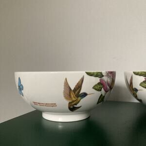 Portmeirion Botanic Hummingbird 6" Cereal soup Bowl lot of 2 bowls